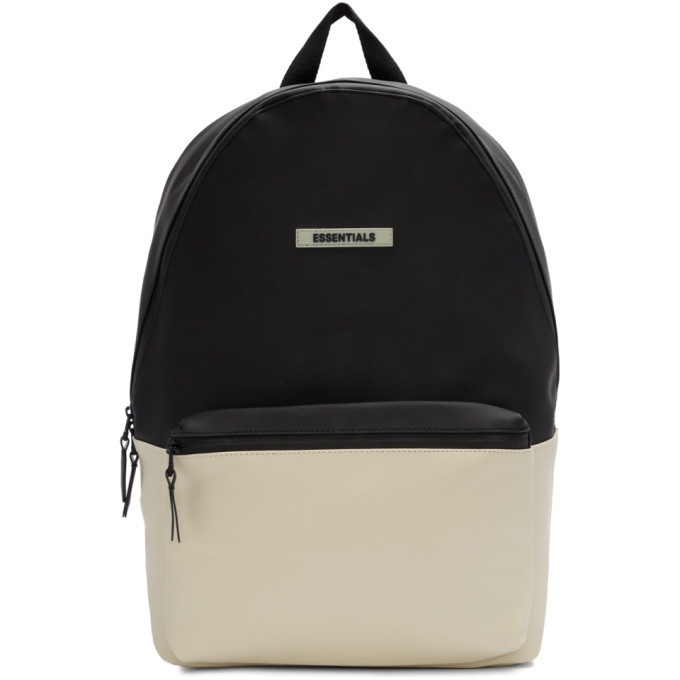 Photo: Essentials Black and Off-White Coated Canvas Backpack