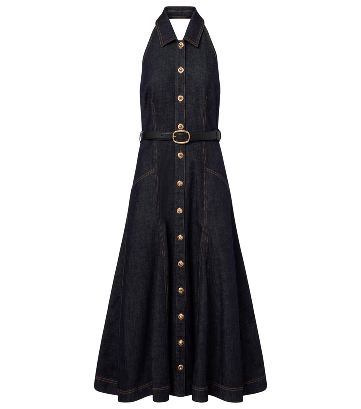 Photo: Self-Portrait Halterneck denim midi dress