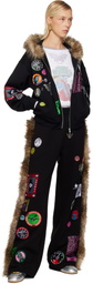 Chopova Lowena Black Faux-Fur Sweatpants