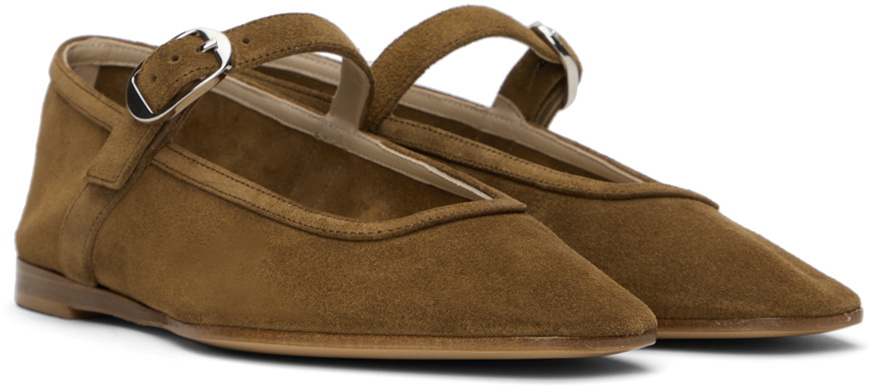 Le Monde Beryl Tan Suede Mary Jane Ballerina Flats