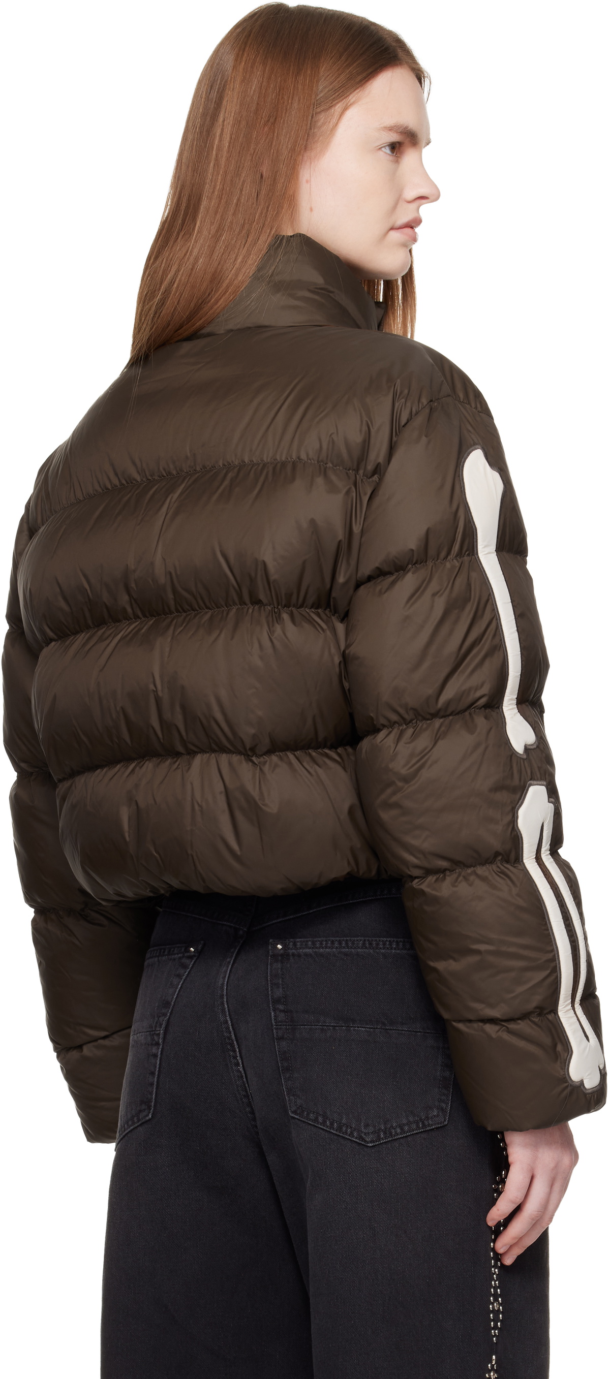 AMIRI Brown Bones Cropped Down Jacket