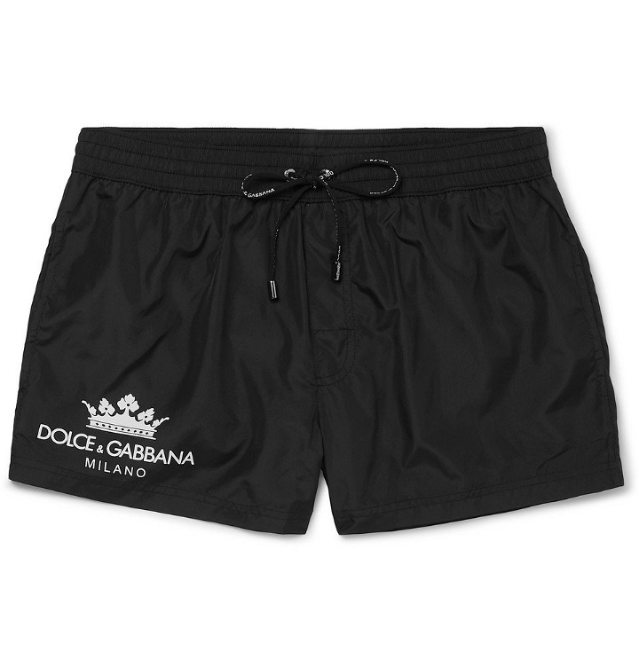 Photo: Dolce & Gabbana - Logo-Print Short-Length Swim Shorts - Black