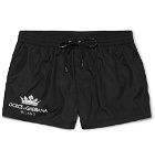 Dolce & Gabbana - Logo-Print Short-Length Swim Shorts - Black