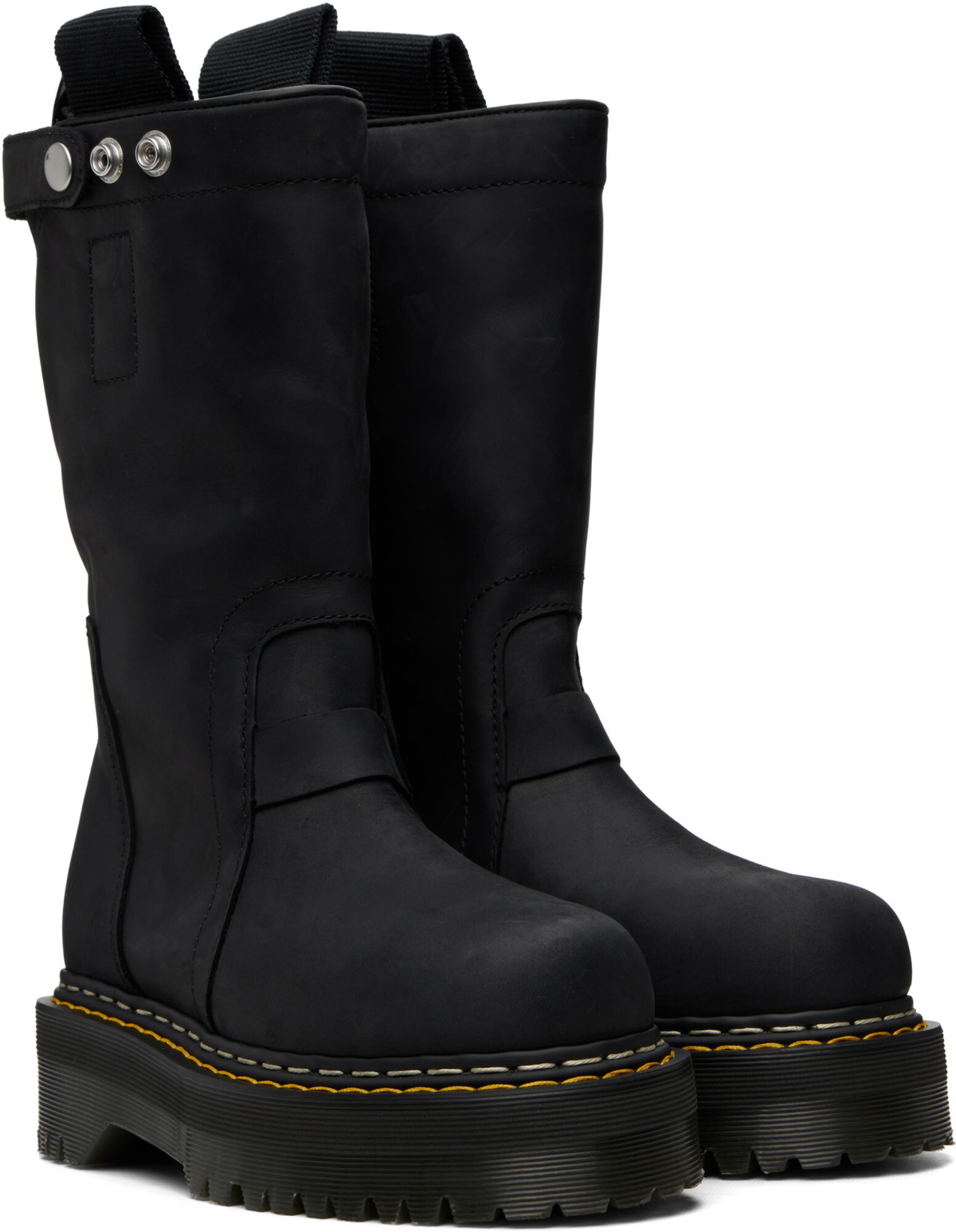Rick Owens Black Dr. Martens Edition Quad Sole Pull On Boots