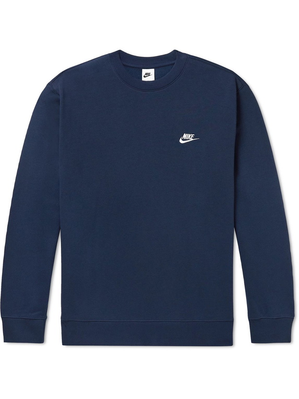 Photo: Nike - NSW Logo-Embroidered Cotton-Blend Jersey Sweatshirt - Blue