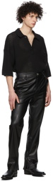 Song for the Mute Black Faux-Leather Zip-Up Cigarette Trousers