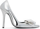 Pushbutton Silver Coin Purse Pointy Heels