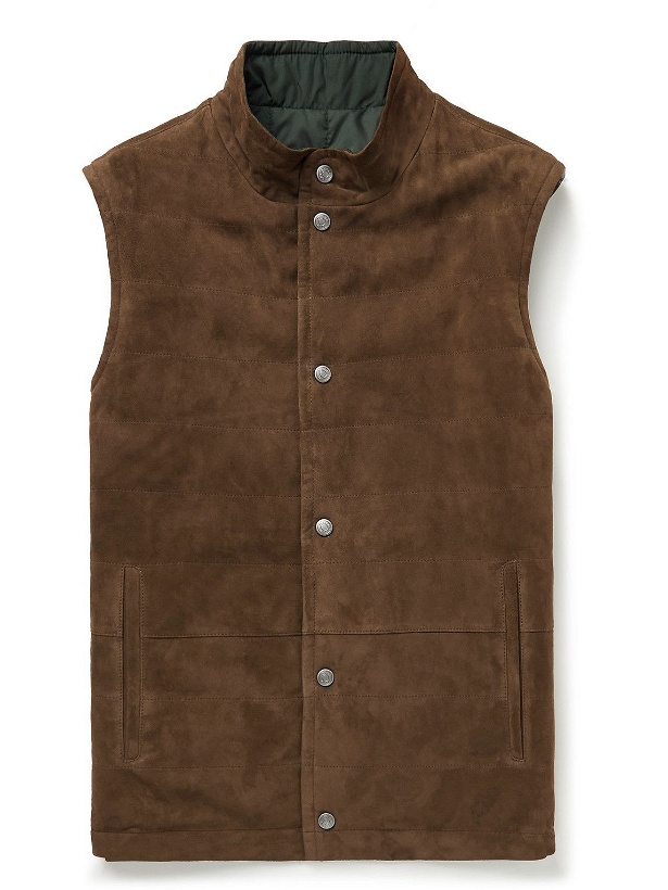 Photo: Peter Millar - Reversible Quilted Suede Gilet - Brown