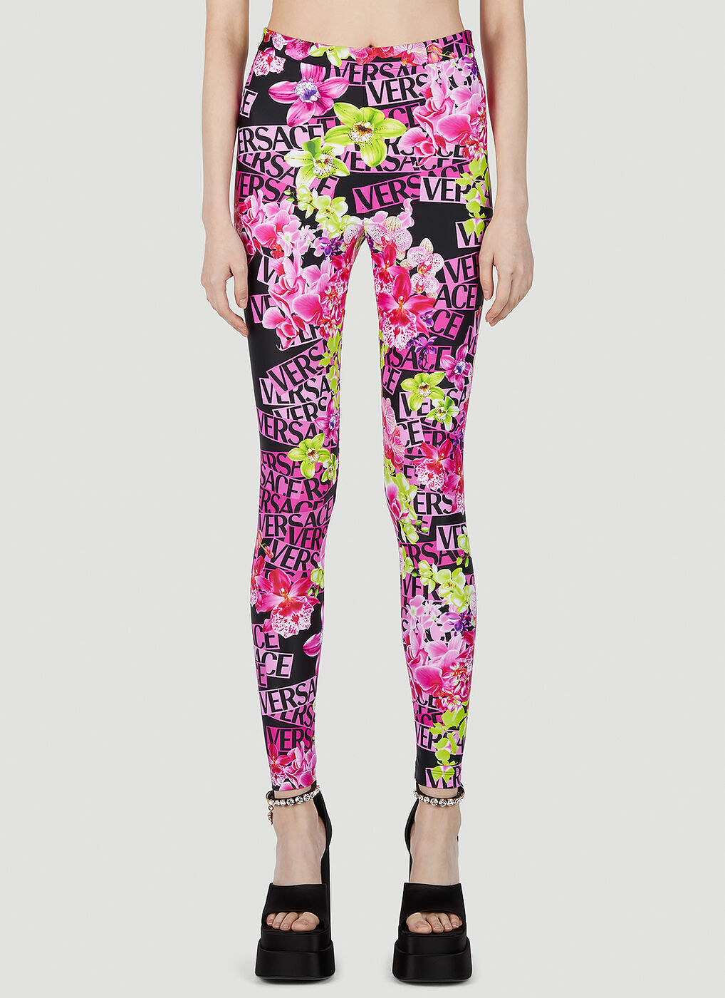 Versace - Logo Print Leggings in Pink Versace