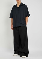 Loewe Logo-embroidered Wool Shirt Dark Blue