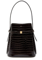 Toteme Belted Crocodile-effect Leather Bucket bag - Dark Brown - One Size