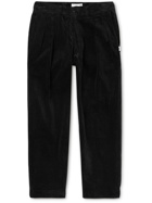 WTAPS - Tuck 02 Tapered Pleated Cotton-Corduroy Trousers - Black