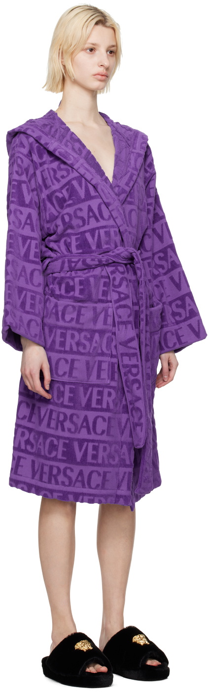 Versace Underwear Purple Hooded Robe