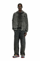 Diesel Zip-up sweatshirt with sleeve bands - Sweaters Mens in Grey