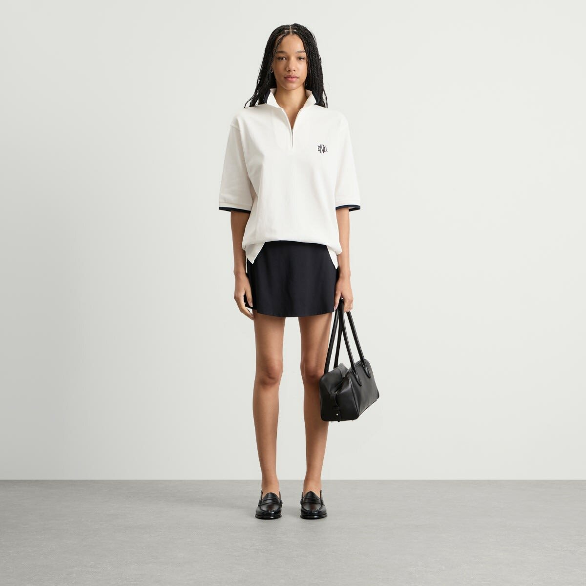 END. Piquet Polo in Off White/Ciner Black