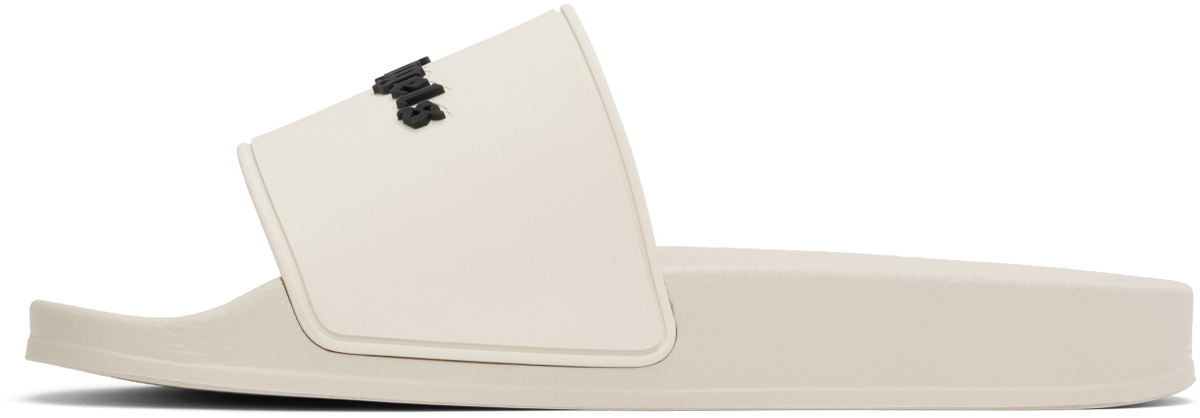 Palm Angels Beige New Logo Pool Slides