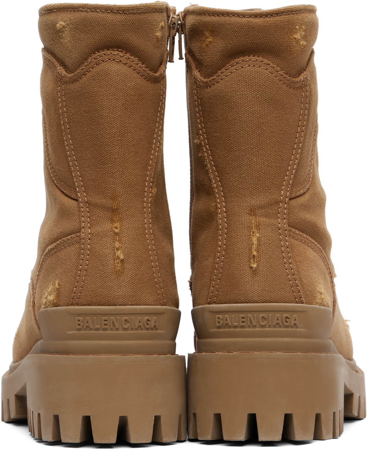 Balenciaga Tan Combat Strike Boots