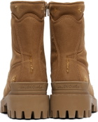 Balenciaga Tan Combat Strike Boots