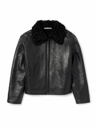 Acne Studios - Shearling-Trimmed Cracked-Leather Jacket - Black