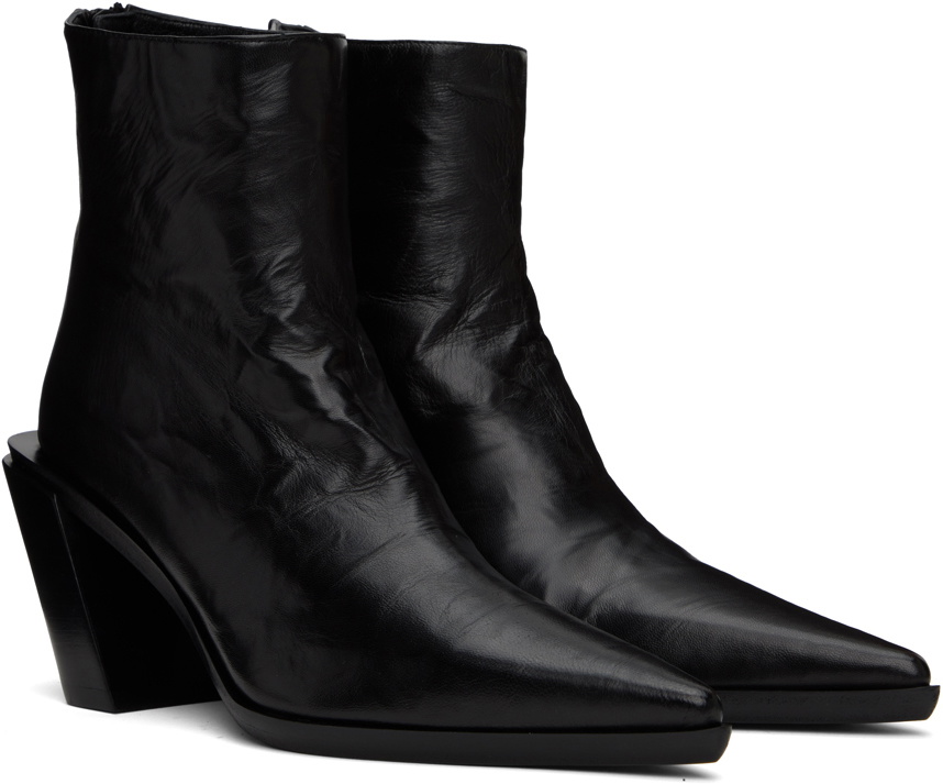ショートブーツ・ブーティ Florentine Ankle Boots - Ann Demeulemeester - Black - Leathe Ann Demeulemeester Black Florentine Boots Ann Demeulemeester