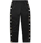 KAPITAL - Slim-Fit Embroidered Velvet-Trimmed Tech-Jersey Sweatpants - Men - Black