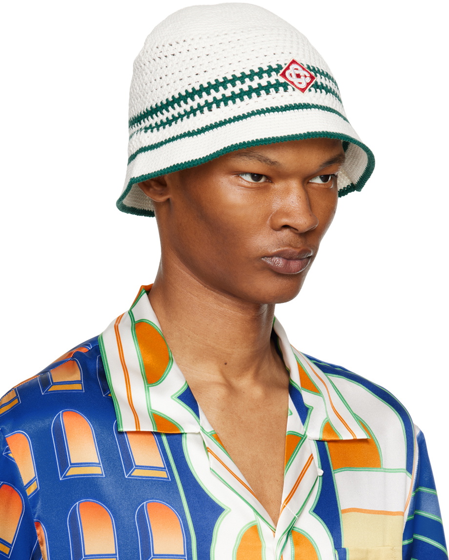 Casablanca Green & White Tennis Bucket Hat Casablanca