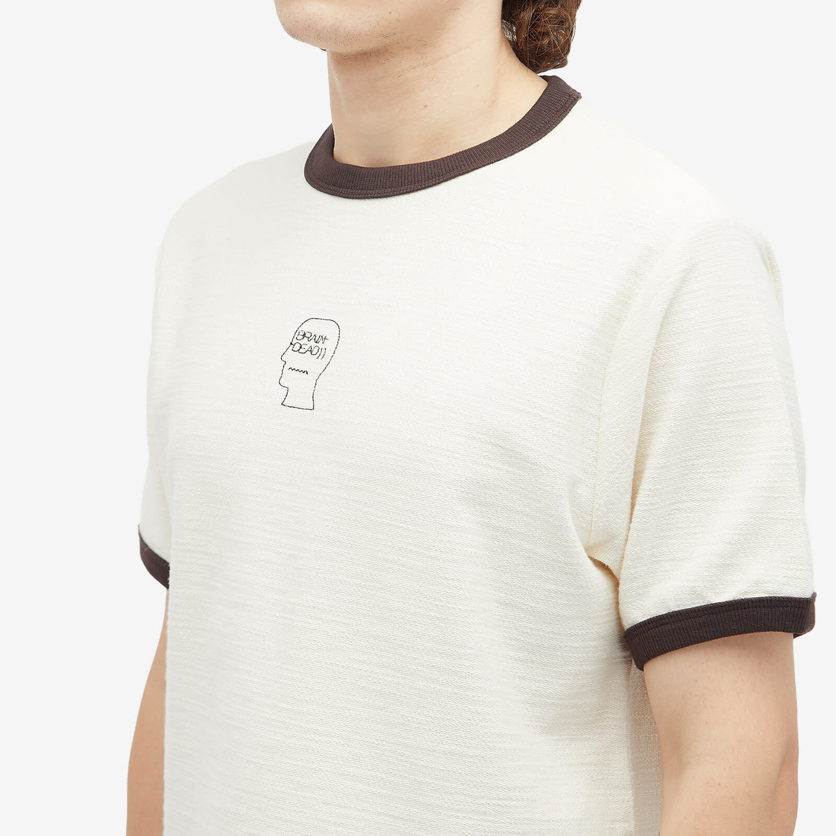 Brain Dead Men's Slubby Ringer T-Shirt in Natural Brain Dead