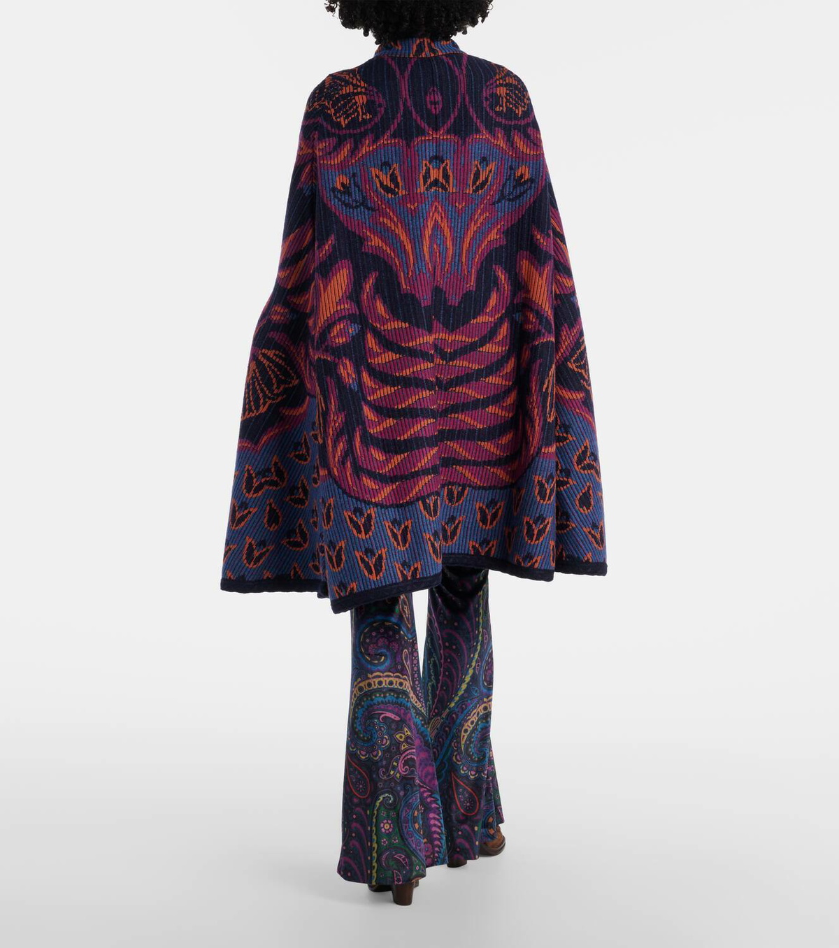 Etro Jacquard wool and cotton-blend cape