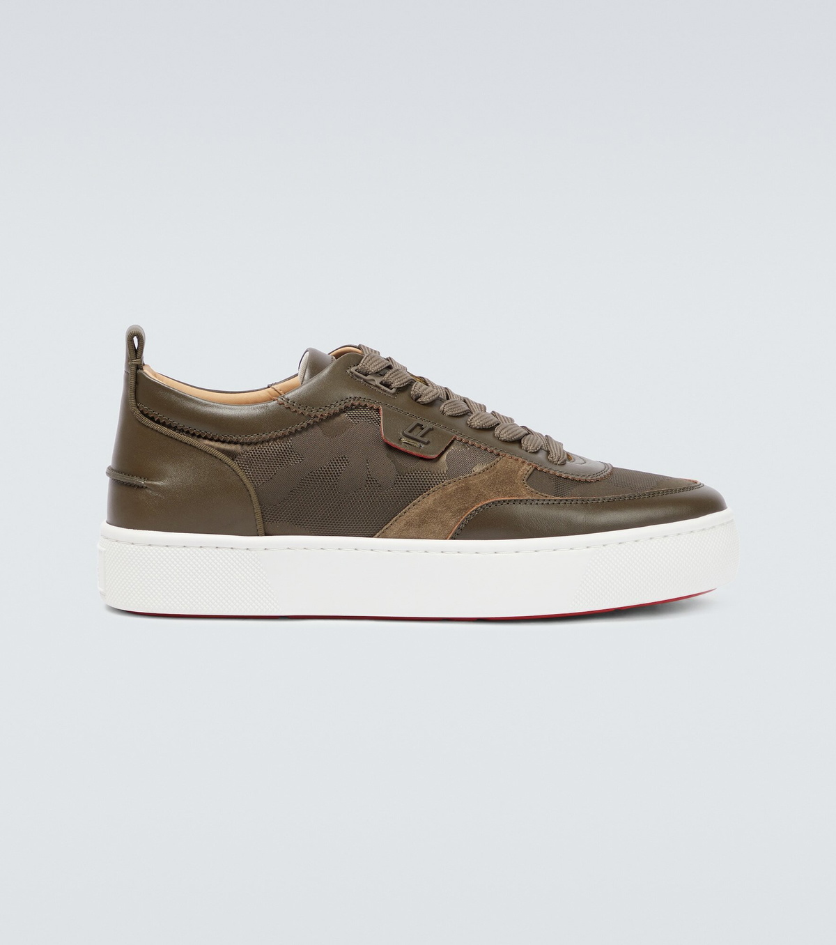 【Christian Louboutin】 Happyrui leather-trimmed sneakers Happyrui leather-trimmed sneakers in black - Christian