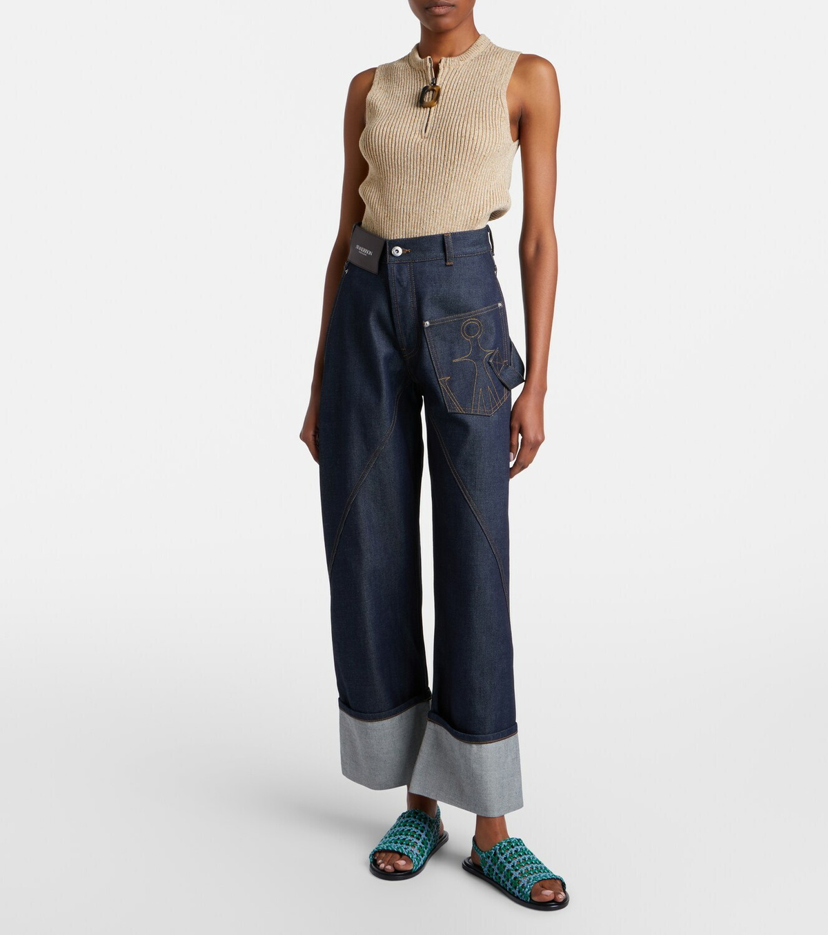 JW Anderson Twisted embroidered straight jeans