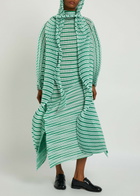Issey Miyake Striped Pleated Woven Coat Green