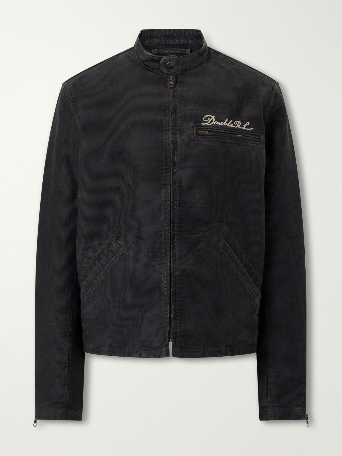RRL - Logo-Embroidered Cotton Bomber Jacket - Black