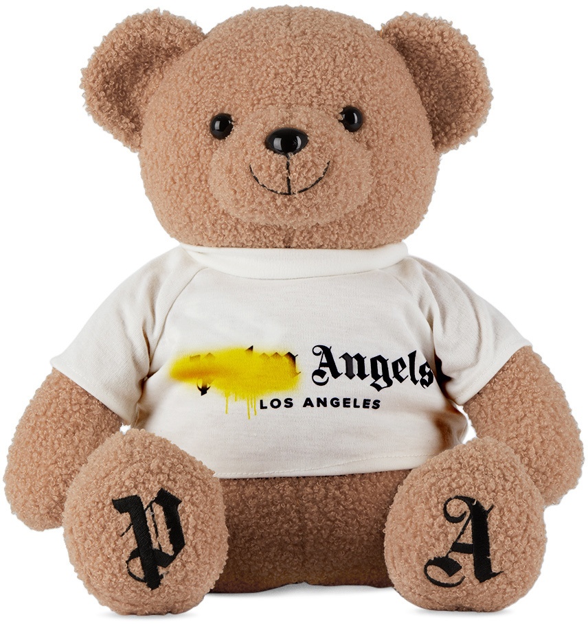 Palm Angels Beige Sprayed Logo Teddy Bear Palm Angels
