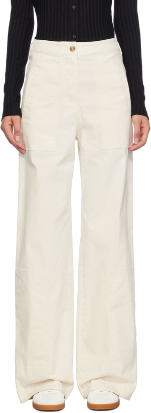 Photo: BOSS Off-White Regular-Fit Trousers