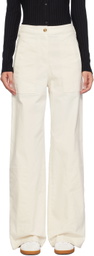 BOSS Off-White Regular-Fit Trousers