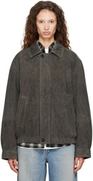 ssstein Brown Goat Suede Zip Jacket