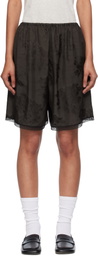 Cordera Brown Jacquard Lace Shorts