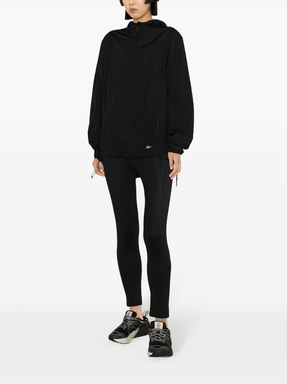 Reebok LTD Black Logo-Print Hooded Track Jackets
