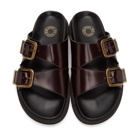 Dries Van Noten Burgundy Leather Slip-On Sandals