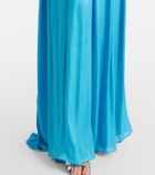Costarellos Isilda lamé georgette one-shoulder gown