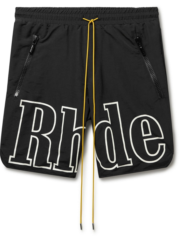Photo: Rhude - Logo-Print Shell Drawstring Shorts - Black