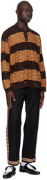 Bode Brown & Orange Embellished Stripe Polo