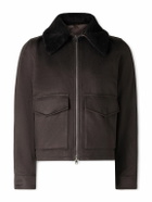 J. Mueser - Plush-Trimmed Cashmere Bomber Jacket - Brown