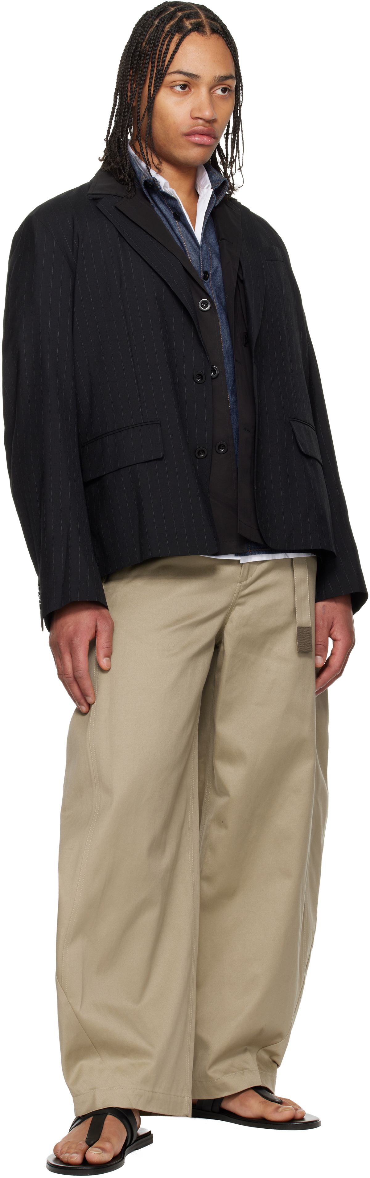 sacai Black Chalk Stripe Blazer