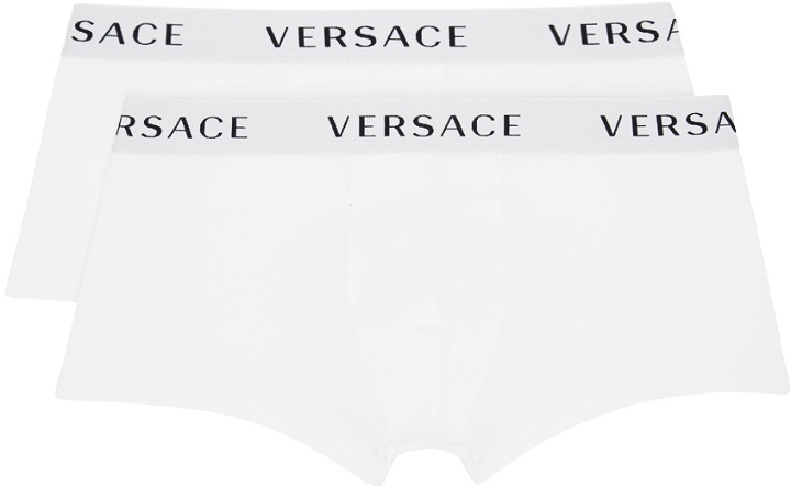 Photo: Versace Underwear Two-Pack White Logo Boxers