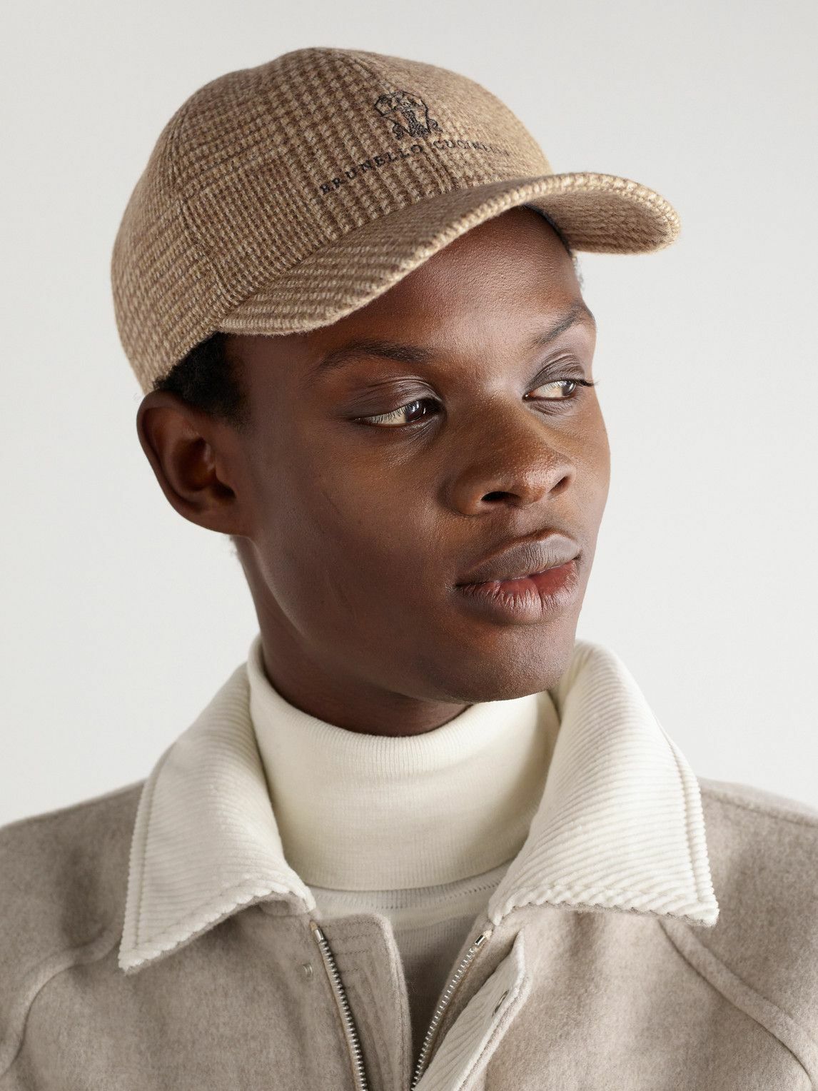 Brunello Cucinelli - Checked Wool-Blend Cap - Brown