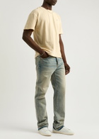 Saint Laurent Cassandre Logo-embroidered Cotton-blend T-shirt Yellow