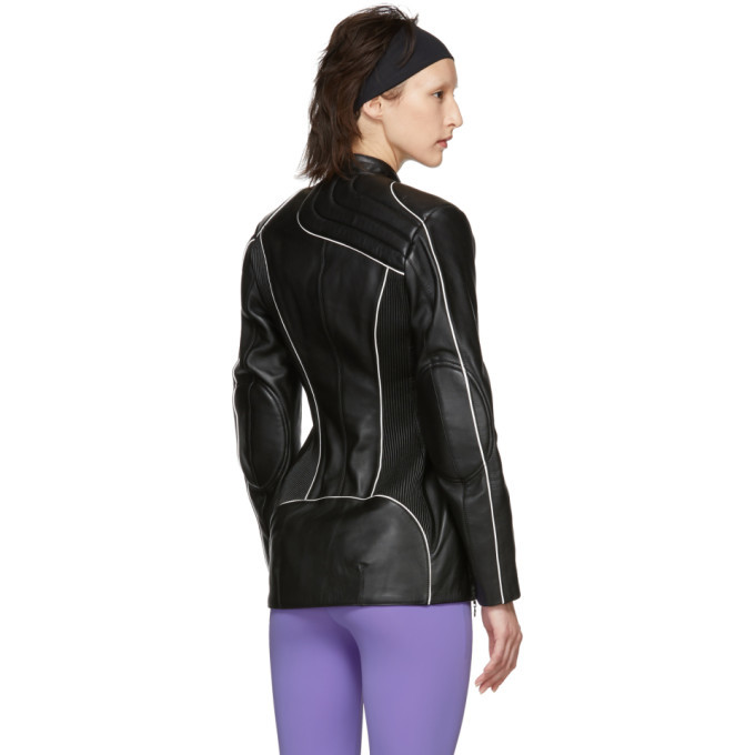 Marine Serre Embossed Monogram Leather Jacket In Black