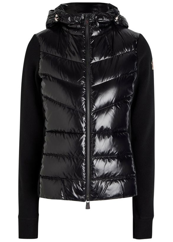 Photo: Moncler Logo-appliquéd Quilted Shell and Fleece Cardigan Black