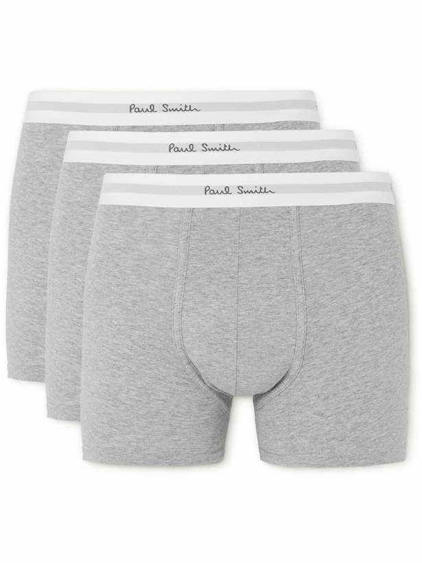 Photo: Paul Smith - Three-Pack Stretch-Cotton Boxer Briefs - Gray